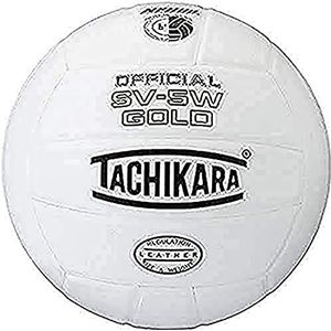 Tachikara Sv5 W Gold wedstrijd premium volleybal leer unisex SV5W Gold.NFHS, wit, Eén maat