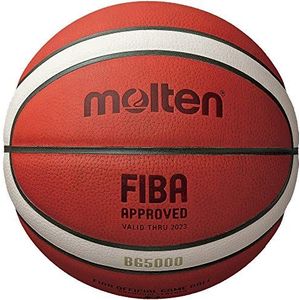 Molten BG-Series FIBA BG5000 goedgekeurde leren basketbalbal, maat 7, tweekleurig (B7G5000)