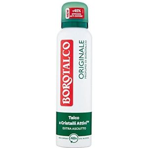 Borotalco, Originele deodorantspray, alcoholvrije formule met actieve kristaltalk, absorbeert zweet, talkgeur, 48 uur efficiëntie, 1 fles van 150 ml