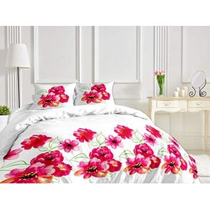CALITEX 3-delige beddengoedset, 240 x 220 cm, Camelia, 100 Pourcent_katoen, roze, 240 x 220 cm