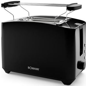 Bomann® TA 6065 CB broodrooster met 2 sleuven voor broodjes en toast, broodrooster met 2 sneetjes met ontdooi- en opwarmfunctie, voor broodjes en toast, zwart