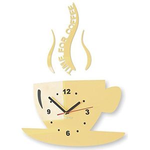 Tasse, Time for Coffee (tijd voor koffie), moderne keuken wandklok, vanille ecru, 3D Romeins, wandklok decoratie