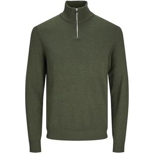 Jack & Jones Jjeemil gebreide herentrui met halve ritssluiting, Khaki (stad)