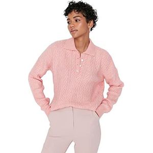 Trendyol Effen trui polokraag trainingspak dames, roze, S, Roze