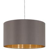 EGLO Hanglamp Maserlo, 1-pits textiel hanglamp van staal en stof, kleur: nikkel mat, cappuccino, goud, fitting: E27, Ø: 38 cm
