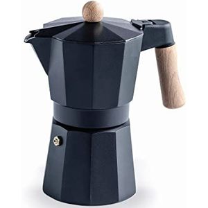Lacor - 62048 – Italiaans koffiezetapparaat Trento zwart, espressomachine, gegoten aluminium, geschikt voor alle warmtebronnen, inclusief inductie, capaciteit 9 kopjes, matte zwarte afwerking