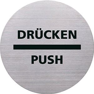 Helit H6271700 - pictogram/push, Ø 115 mm, zelfklevend met kleefpad, roestvrij staal