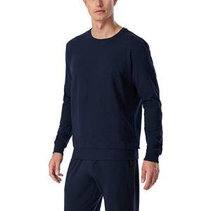 Schiesser T-shirt de pyjama à manches longues et col rond pour homme, bleu foncé, 52