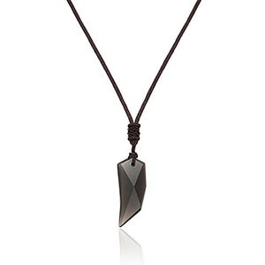 Wolf tand obsidiaan kristal edelsteen amulet hanger, obsidiaan paar ketting, natuurlijke kristallen steen ketting sieraden voor mannen vrouwen, Kristal