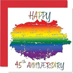LGBT Gay Sapphire verjaardagskaart voor echtgenoot en vrouwen, Happy AAnniversary – verjaardagskaart voor partner, 145 mm x 145 mm, LGBT Gay Pride wenskaarten voor 45e verjaardag