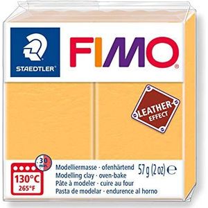 Staedtler FIMO Leather, 8010-109 ST Saffraangele boetseerklei met ledereffect, voor beginners en kunstenaars, 57 gram brood
