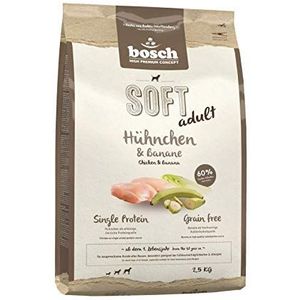 Bosch HPC Soft Kip & Banaan | Halfvochtige voering voor volwassen honden van alle rassen | Enkel proteïne | Korrelvrij | 1 x 2,5 kg