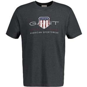 GANT Reg Archive Shield Emb Ss T-shirt met korte mouwen Archive Shield Regular Heren, Antraciet mix.