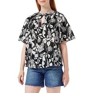 United Colors of Benetton Blouse 5oa9dq04o Dameshemd (1 stuk), Zwart met 86A print