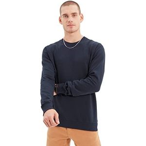 Trendyol Sweatshirt voor heren, marineblauw, rechte snit, trainingspak, Navy Blauw