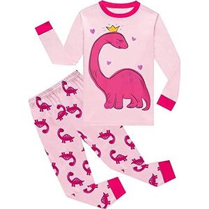Little Hand Pyjama-set met lange mouwen en cartoon-print voor meisjes, pyjama-set, dinosaurus, 1,6 - 7 jaar, dinosaurus 1