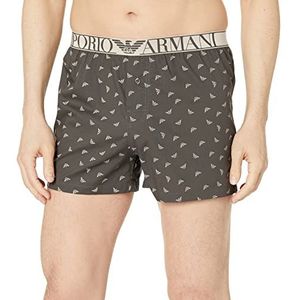 Emporio Armani Yarn Dyed Pajama boxershorts voor heren, Earth/Sand Eagles