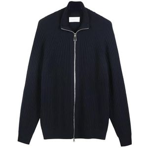 Diana Studio - Veste zippée en tricot, homme, laine, manches longues, décontractée fit, bleu marine, XL