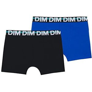 DIM Ecodim Boxershorts voor jongens, verpakking van 2 stuks, zwart/koningsblauw
