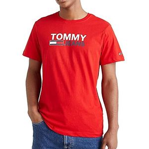 Tommy Hilfiger T-shirt met logo Tjm Reg Corp T-shirts S/S heren, Deep Crimson