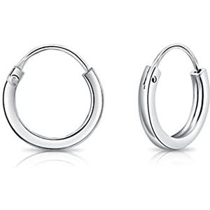 DTPsilver - Damesoorbellen, creolen, vierkante draad, van het fijnste sterling zilver 925 – klein/middel/breed – dikte 2 mm – diameter: 10, 12, 14, 16, 18, 20, 30, 40 en 50 mm, Sterling zilver, Zonder steen