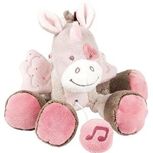 Nattou Mini pluche dier met muziek, eenhoorn, Jade, Nina, jade en Lili, 24 x 14 x 7 cm, beige/roze