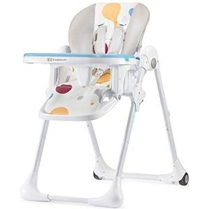 Kinderkraft Yumy Kinderstoel voor baby's, ergonomisch, comfortabel, kantelbaar, inklapbaar, met verstelbare hoogte, voetensteun, dubbel dienblad, afneembaar, voor peuters, van 6 maanden tot 3 jaar, meerkleurig