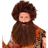 Widmann 02368 holle pruik met baard bruin kunsthaar mannen steentijd jungle neandertaler motto party carnaval