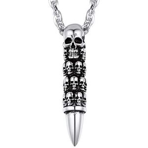 Richsteel Halsketting voor heren, doodshoofd, hanger, motorfiets, geweerbal, satanische demonenkop, in goud/zwart/roestvrij staal, met verstelbare ketting, 55 + 5 cm, gothic hiphop-sieraden voor