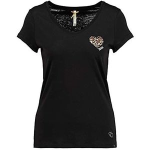 KEY LARGO Wildheart T-shirt voor dames met V-hals, zwart.