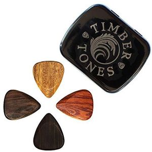 Timber Tones 4 stuks houten plectrums voor elektrische gitaar