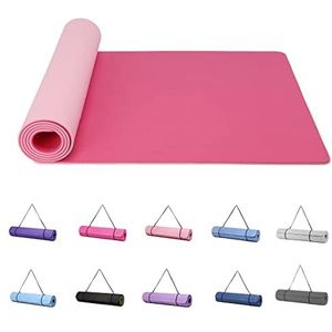 Good Nite Yogamat, antislip, 6 mm dik, met TPE-draagriem, antislip, 183 x 61 x 0,6 cm (roze/pruimrood)
