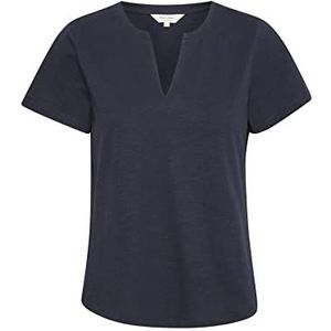 Part Two T-shirt en jersey à manches courtes et col en V pour femme, coupe droite, bleu marine, L