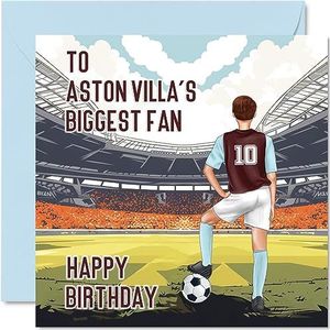 Carte d'anniversaire de football pour les fans de villa – Carte d'anniversaire amusante pour fils, papa, frère, oncle, collègue, ami, cousin, 145 mm x 145 mm