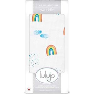 Lulujo Baby LJ440 Swaddling Blanket, 120 x 120 cm, meerkleurig (Rainbow Sky)