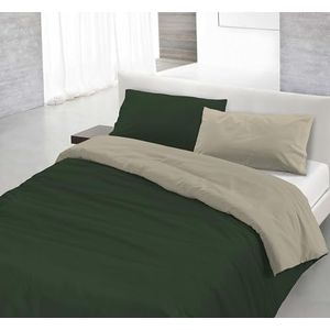 Italian Bed Linen Natural Color Dekbedovertrekset olijfgroen/taupe voor tweepersoonsbed