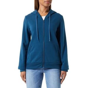 Libbi Elegante turquoise polyester hoodie met rits voor dames Maat XS Donkerblauwgroen, Donkerblauwgroen, XS, donkerblauwgroen