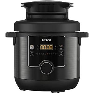 Tefal CY7788 Turbo Cuisine & Fry Multicooker, snelkookpan en heteluchtfriteuse, 14 automatische kookprogramma's, extra knapperig deksel, veelzijdig inzetbaar, inhoud 7,6 l, incl. boekje