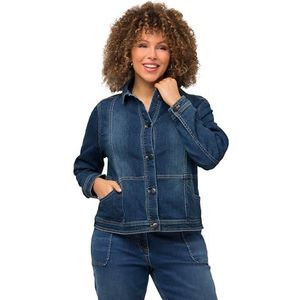 Ulla Popken Korte binnenjeans jas jeansjas dames jeansjas, Denim blauw