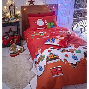 Catherine Lansfield Beddengoed met kerstmanmotief, onderhoudsarm, voor eenpersoonsbed