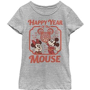 Disney T-shirt Mickey and Minnie Happy Year Of The Mouse Girls Grey Heather Athletic XS, Athletic grijs gemêleerd
