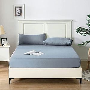 Good Nite Zacht en ademend hoeslaken, machinewasbaar, voor eenpersoonsbed, 2-zits, kingsize bed, super kingsize bed, 25 cm diep (grijs, kingsize)