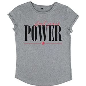 Marvel T-shirt Avengers Classic-Power Script voor dames, rolschaatsen, grijs.
