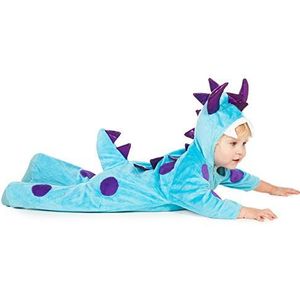 PRETEND TO BEE 1360 blauw paars dinosaurus monsterkostuum voor kinderen/peuters/baby's, ideaal voor Halloween, 6-12 maanden