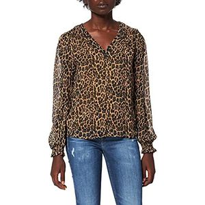 Vila Viamione damesblouse V-hals L/S, tijgeroog