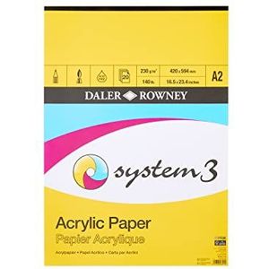 Daler-Rowney System3 acrylpapier, 230 g/m², A2, wit, 20 vellen