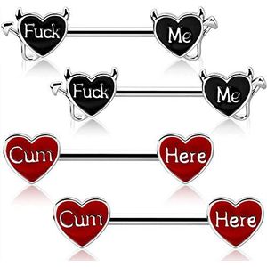 OUFER Body Piercing 4 stuks tepelpiercings 316L roestvrij staal 14G, Roestvrij staal