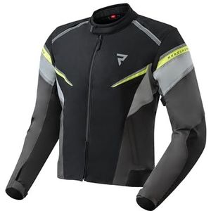 REBELHORN Spark Veste de moto pour homme | Textile | 2 couches | Membrane intégrée | Gilet isolant amovible | Protections coudes et épaules niveau 2 | Tailles jusqu'à 4XL, Noir/gris/jaune fluo,