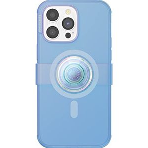 PopSockets: PopCase PlantCore voor MagSafe, plantaardige beschermhoes voor iPhone 14 Pro Max met houder en handgreep PopGrip Slide herpositioneerbaar met verwisselbare top, blauw opalescent