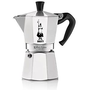 Bialetti - Moka Express: Het iconische Espresso koffiezetapparaat, de echte Italiaanse koffie, Mokka koffiezetapparaat, 6 kopjes (270 ml), aluminium, zilverkleurig